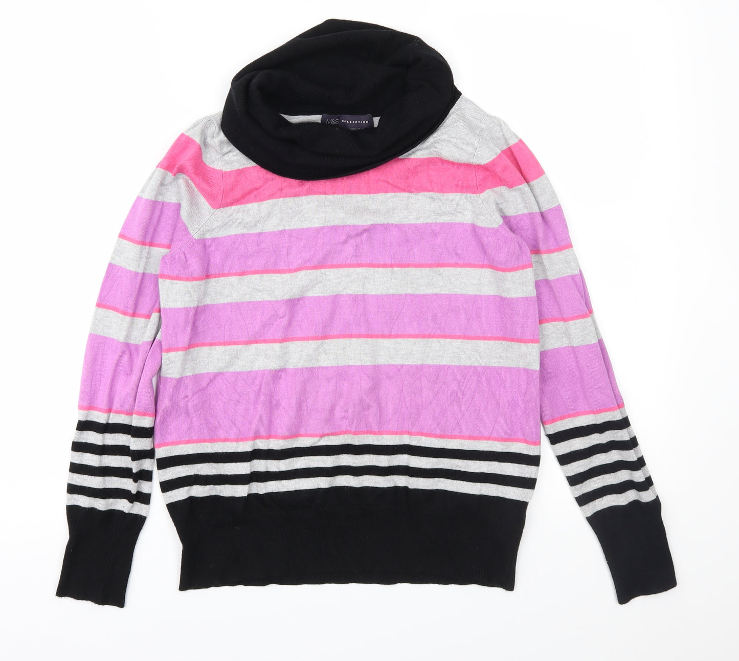 Marks and Spencer Womens Pink Striped  Pullover Jumper Size 14
