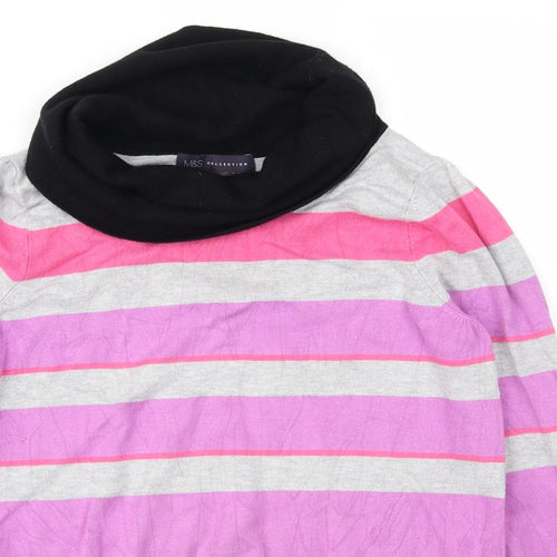 Marks and Spencer Womens Pink Striped  Pullover Jumper Size 14