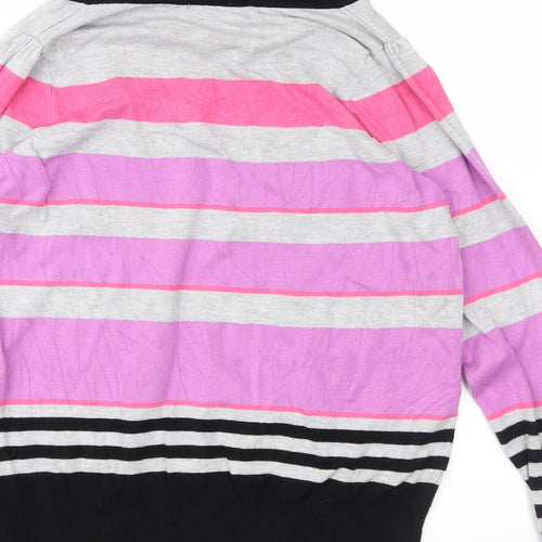 Marks and Spencer Womens Pink Striped  Pullover Jumper Size 14