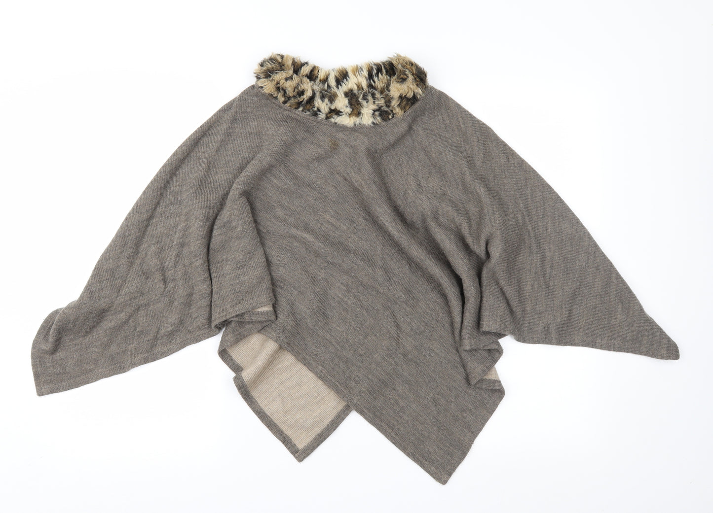 Italian Lines Womens Brown  Knit Overcoat Poncho One Size