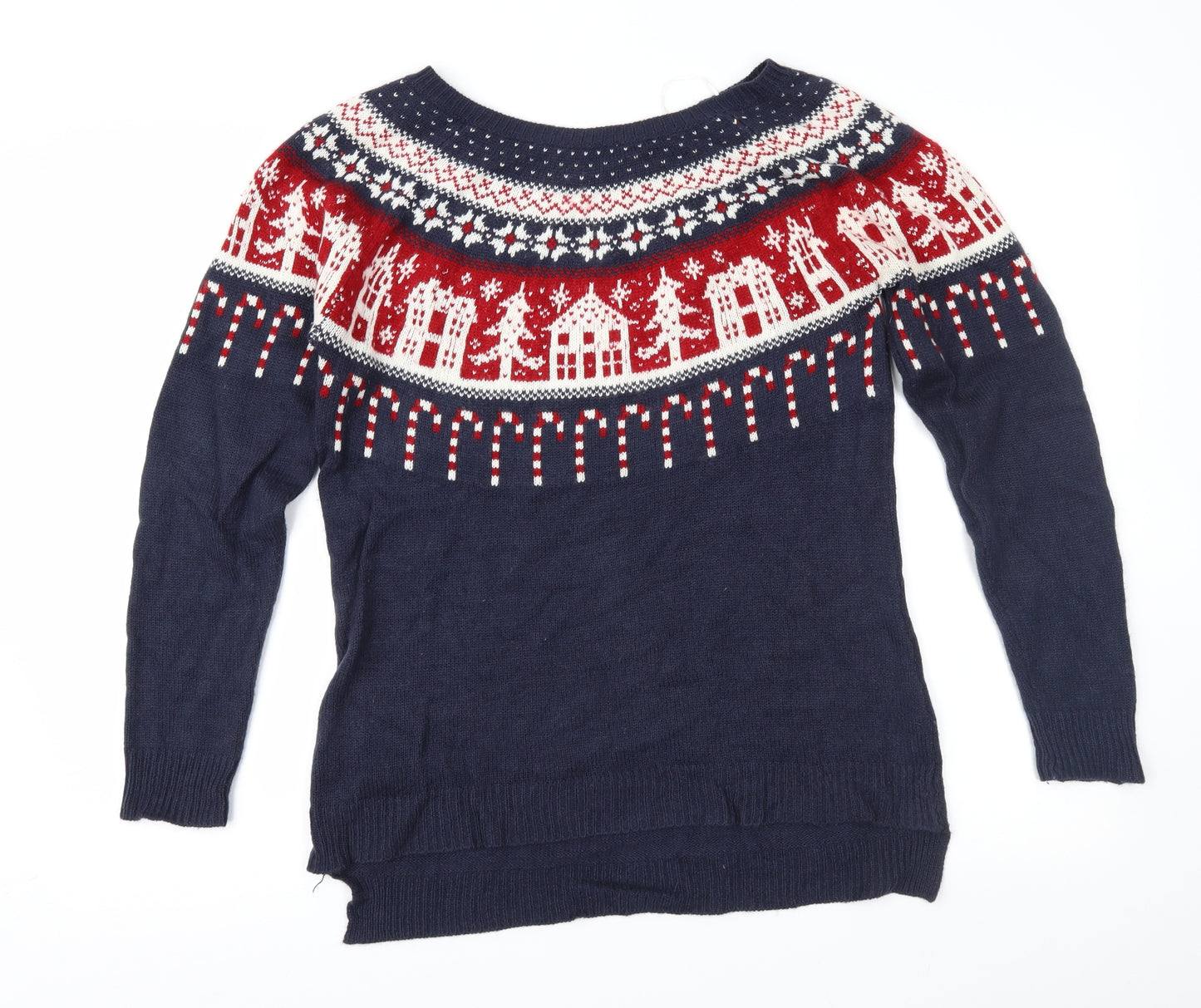 NEXT Womens Blue Fair Isle  Pullover Jumper Size 12  - Xmas