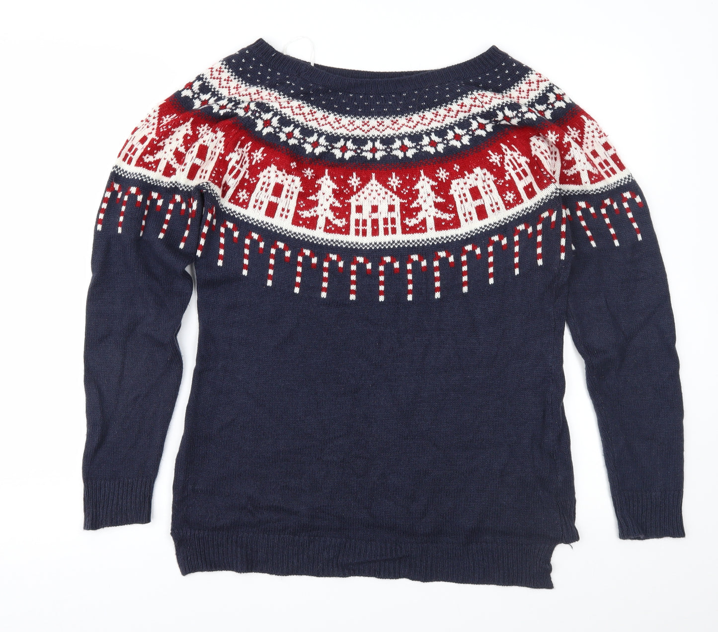 NEXT Womens Blue Fair Isle  Pullover Jumper Size 12  - Xmas