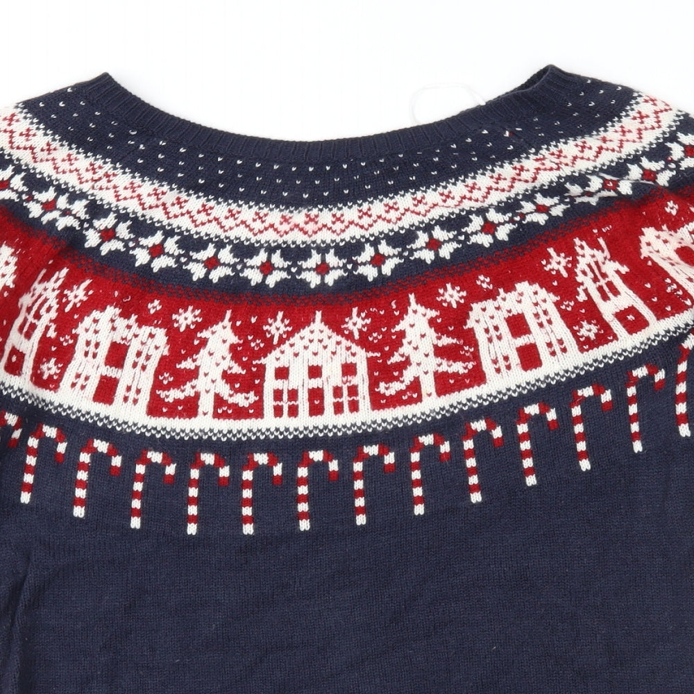 NEXT Womens Blue Fair Isle  Pullover Jumper Size 12  - Xmas