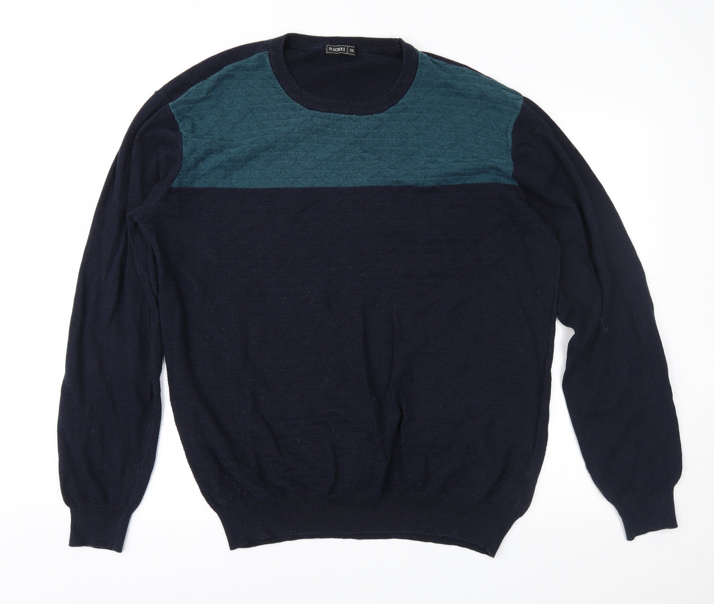 Peacocks Mens Blue Geometric  Pullover Jumper Size 2XL