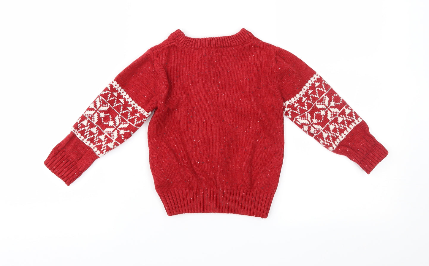 NEXT Boys Red Fair Isle  Pullover Jumper Size 2-3 Years  - Xmas