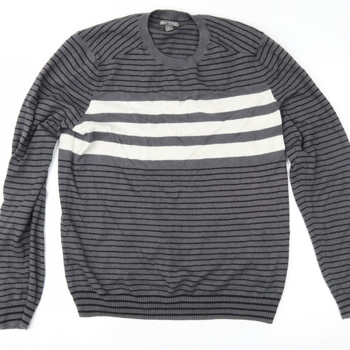 Gap Mens Grey Striped  Pullover Jumper Size M