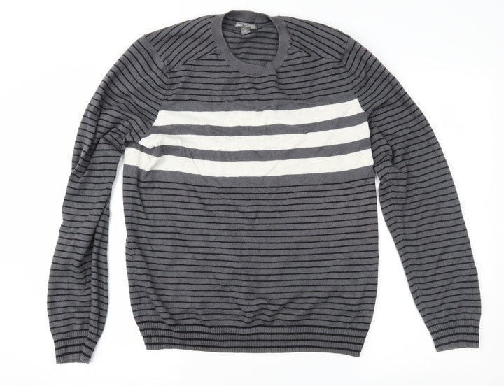 Gap Mens Grey Striped Pullover Jumper Size M