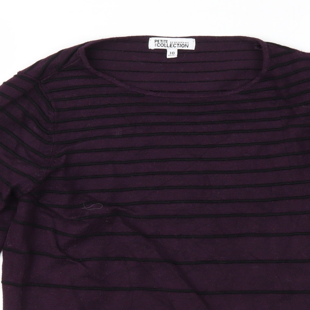Debenhams Womens Purple Striped  Pullover Jumper Size 10