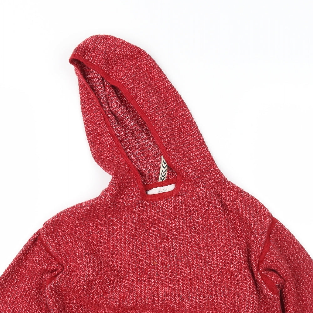 Zara Boys Red  Knit Pullover Hoodie Size 8 Years
