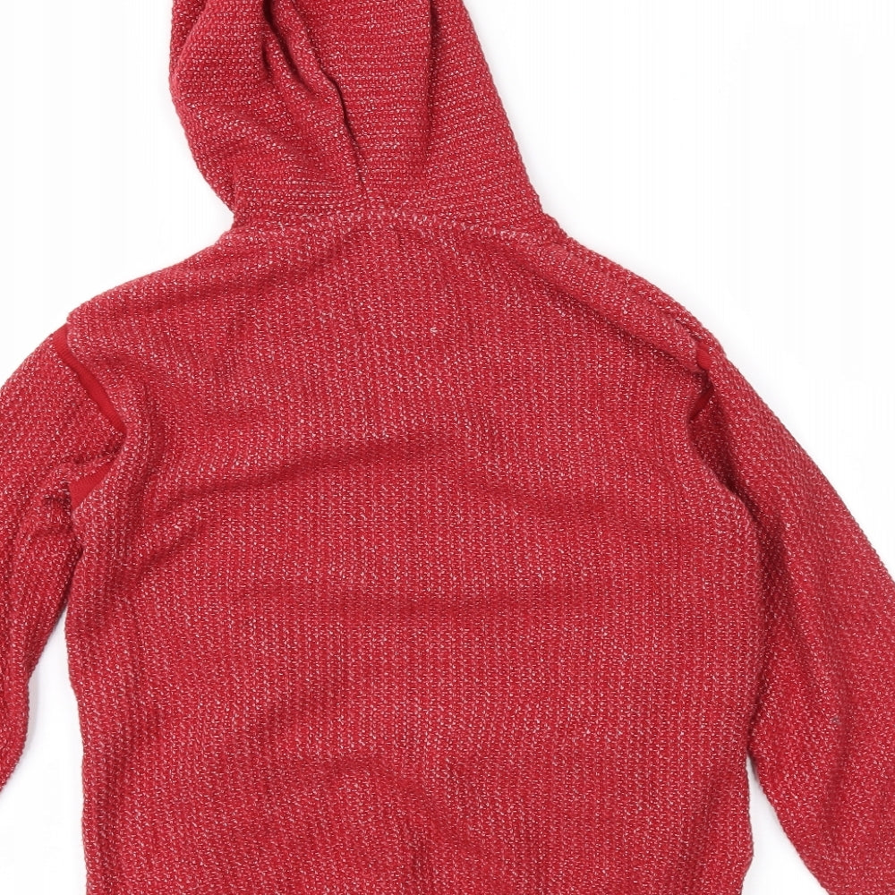Zara Boys Red  Knit Pullover Hoodie Size 8 Years