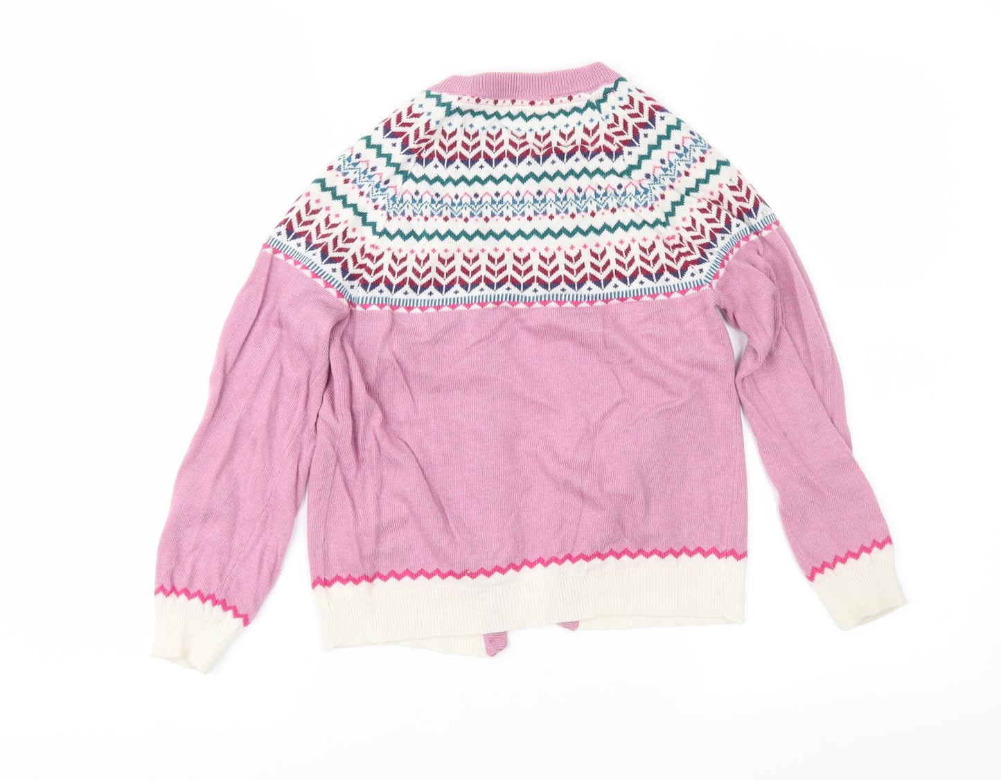 John Lewis Girls Pink Fair Isle  Cardigan Jumper Size 8 Years
