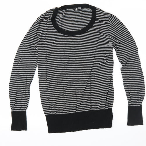 Cherry Womens Black Striped  Pullover Jumper Size S