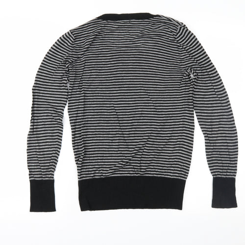 Cherry Womens Black Striped  Pullover Jumper Size S