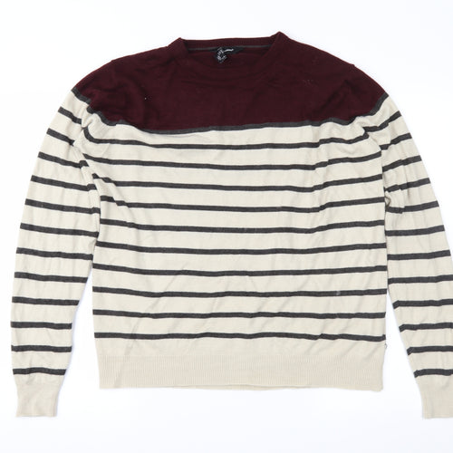 Cedar Wood State Mens Brown Striped  Pullover Jumper Size XL