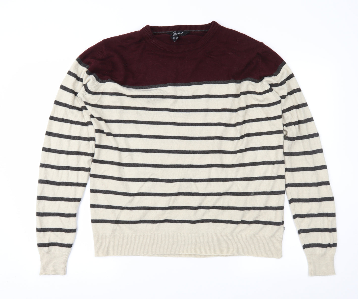 Cedar Wood State Mens Brown Striped  Pullover Jumper Size XL