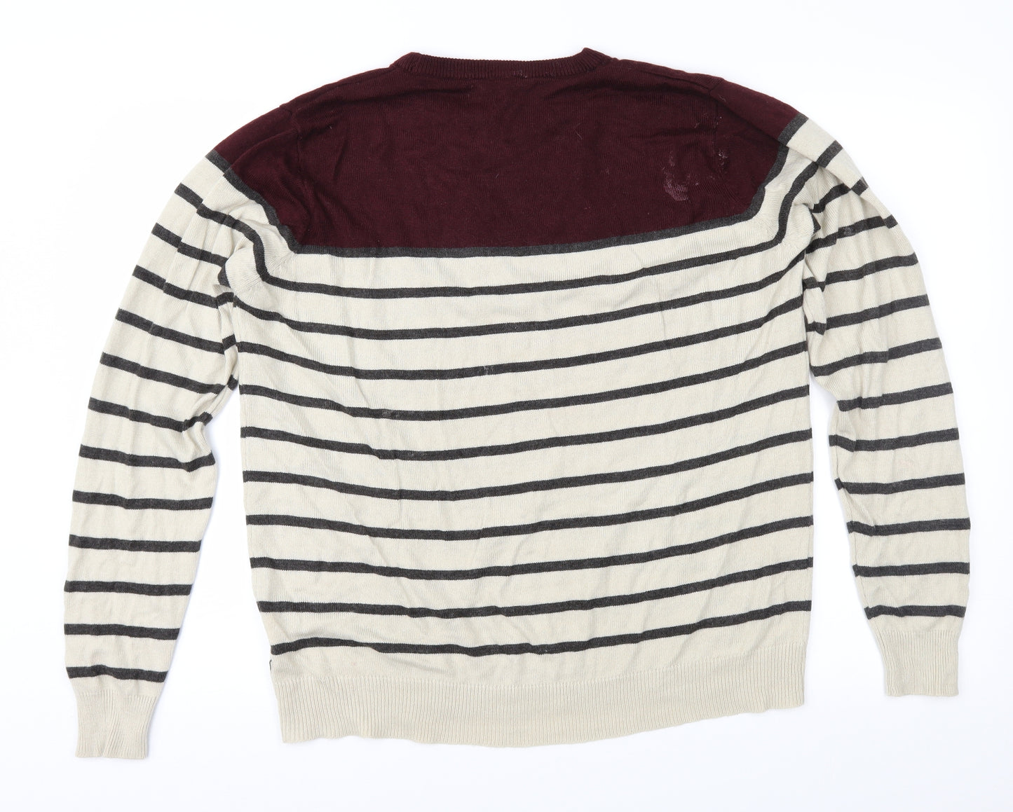 Cedar Wood State Mens Brown Striped  Pullover Jumper Size XL