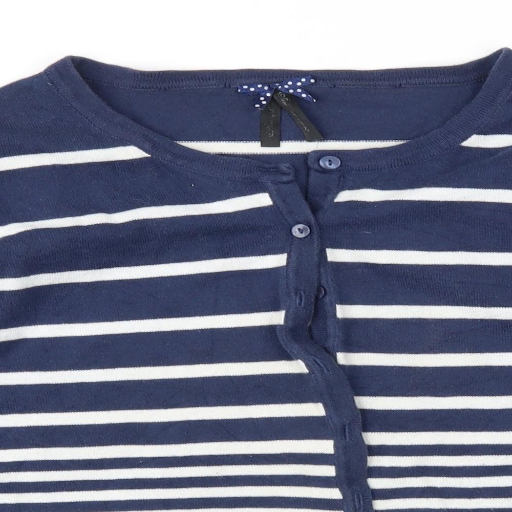 Atmosphere Womens Blue Striped  Cardigan Jumper Size 14