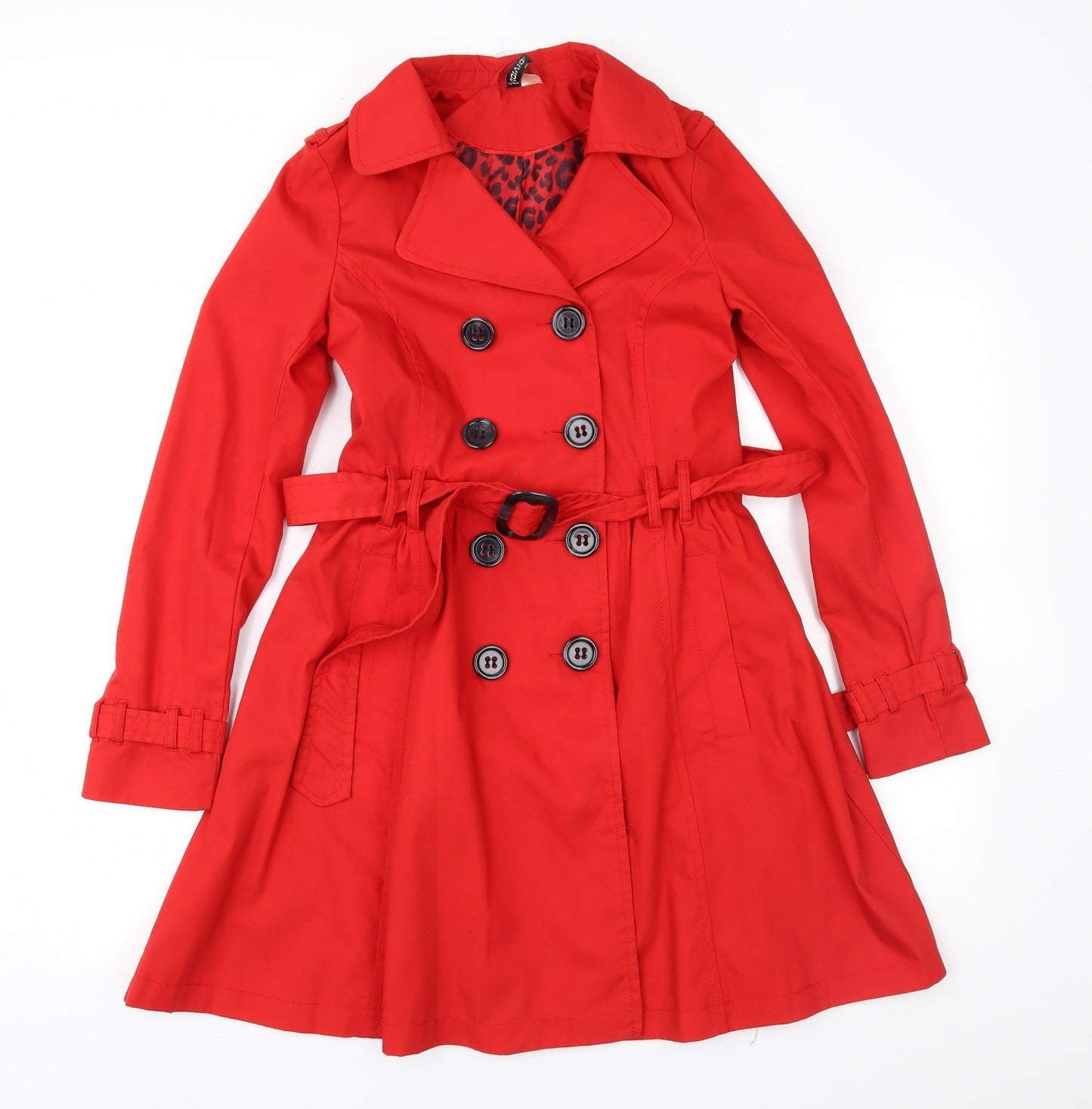 Divided Womens Red   Trench Coat Coat Size 10