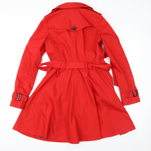 Divided Womens Red   Trench Coat Coat Size 10