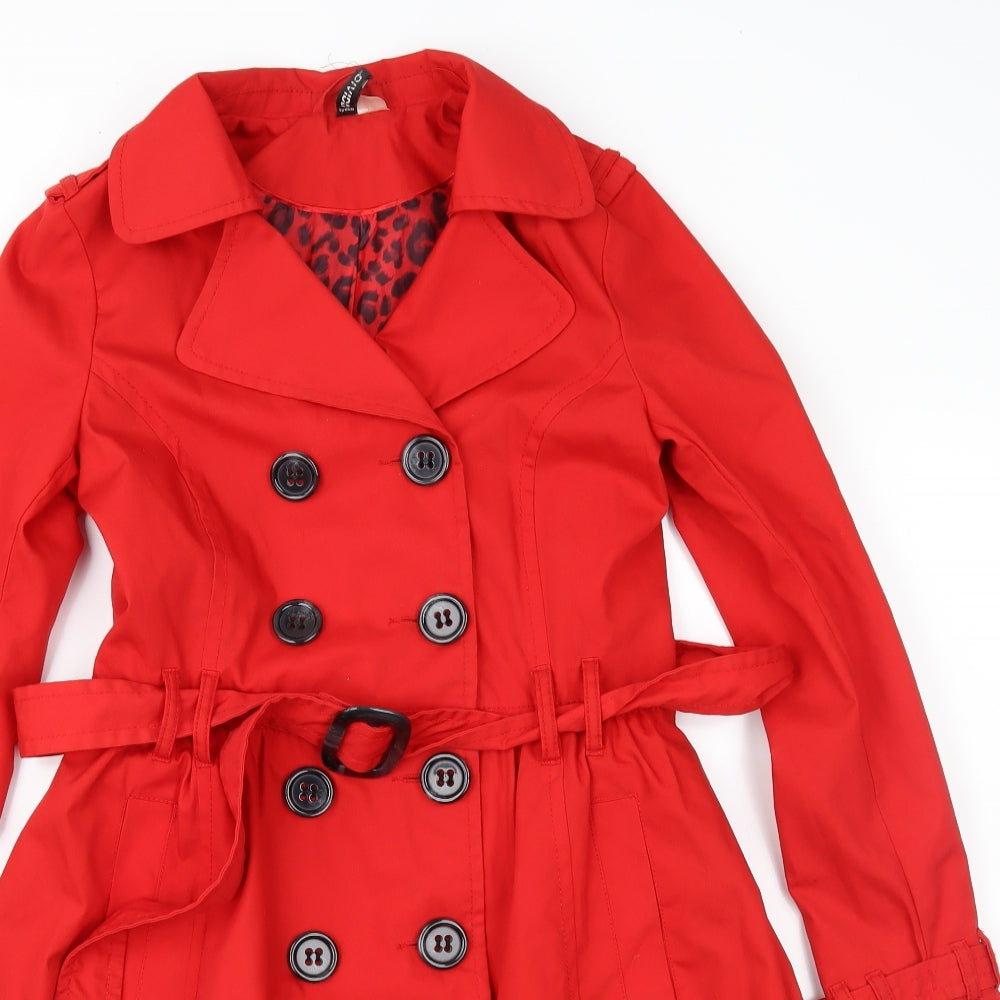 Divided Womens Red   Trench Coat Coat Size 10
