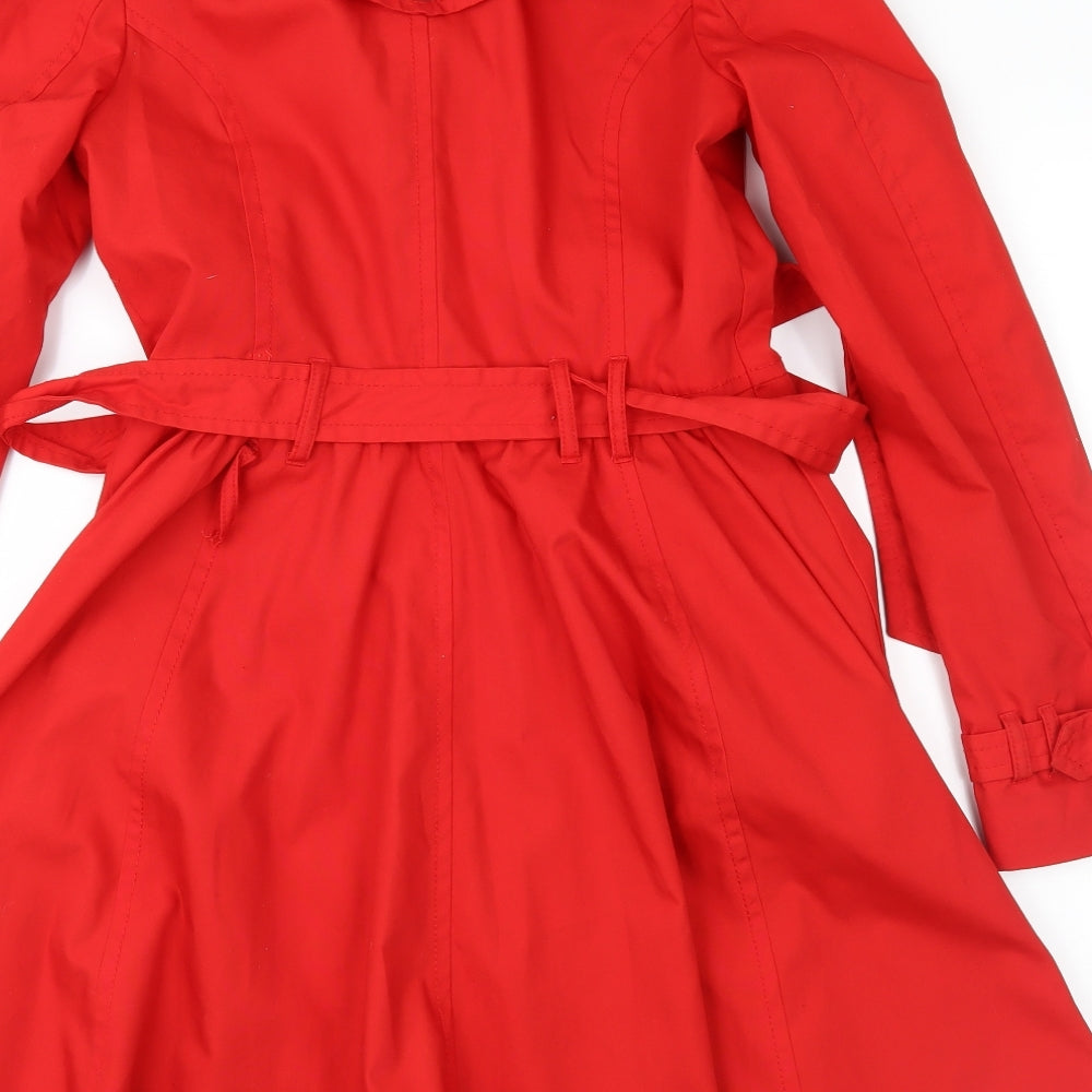 Divided Womens Red   Trench Coat Coat Size 10