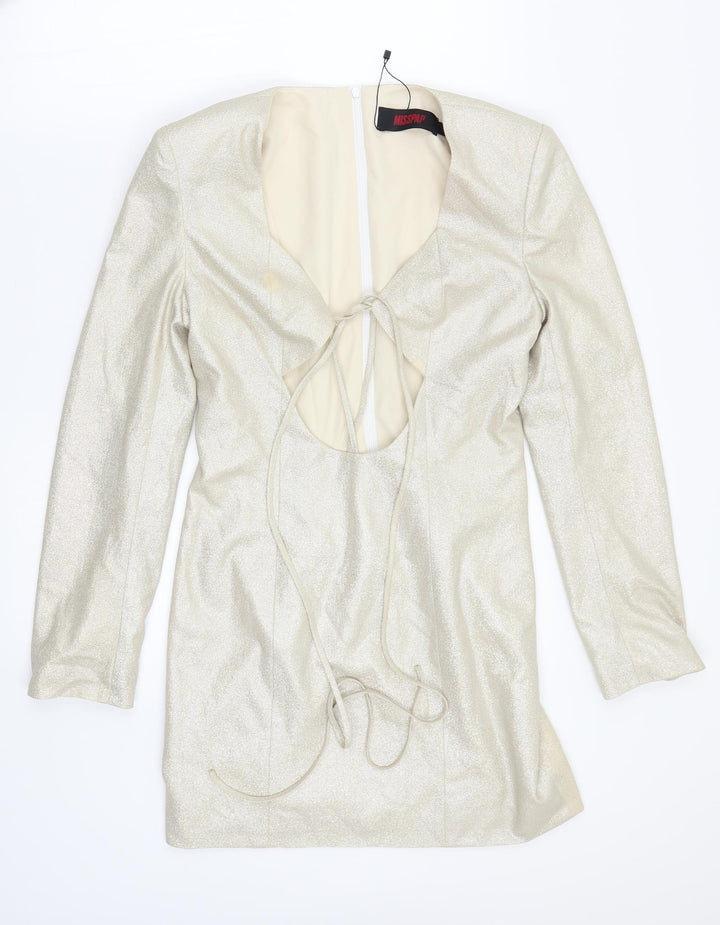 Misspap Womens Silver A-Line Size 14