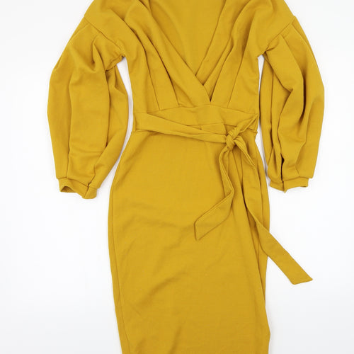 Boohoo Womens Yellow  Rayon A-Line  Size 10