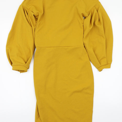 Boohoo Womens Yellow  Rayon A-Line  Size 10