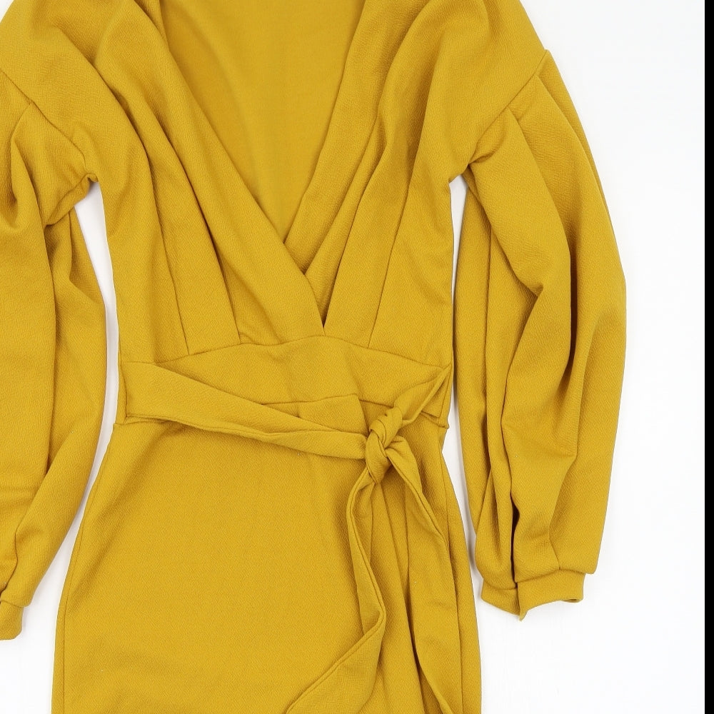 Boohoo Womens Yellow  Rayon A-Line  Size 10