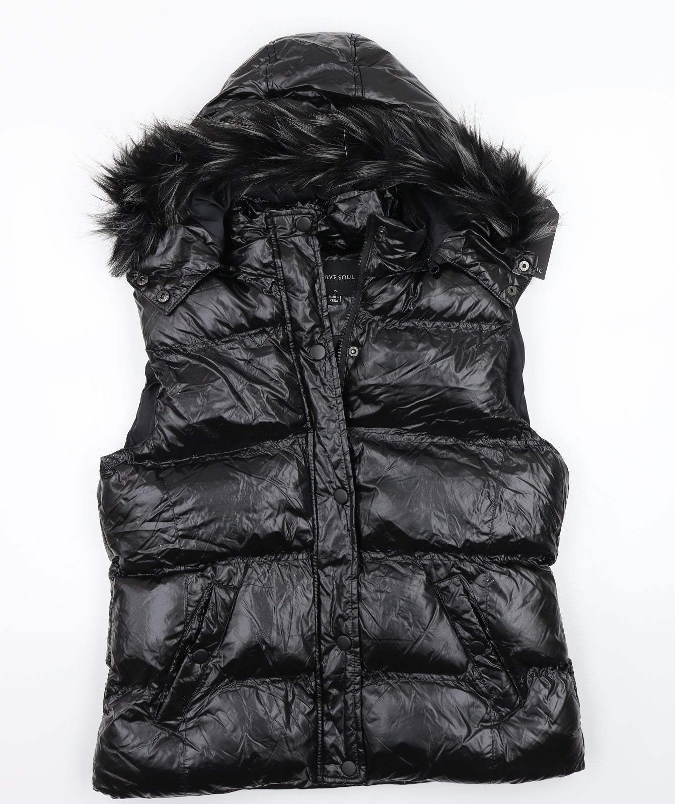 Bravesoul Womens Black   Gilet Coat Size 10