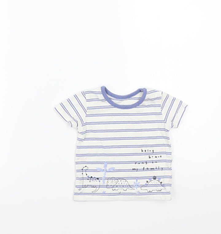 George Baby White Striped Basic T-Shirt Size 3-6 Months