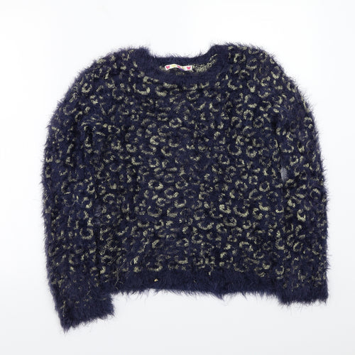 John Lewis Girls Blue Animal Print  Pullover Jumper Size 11 Years