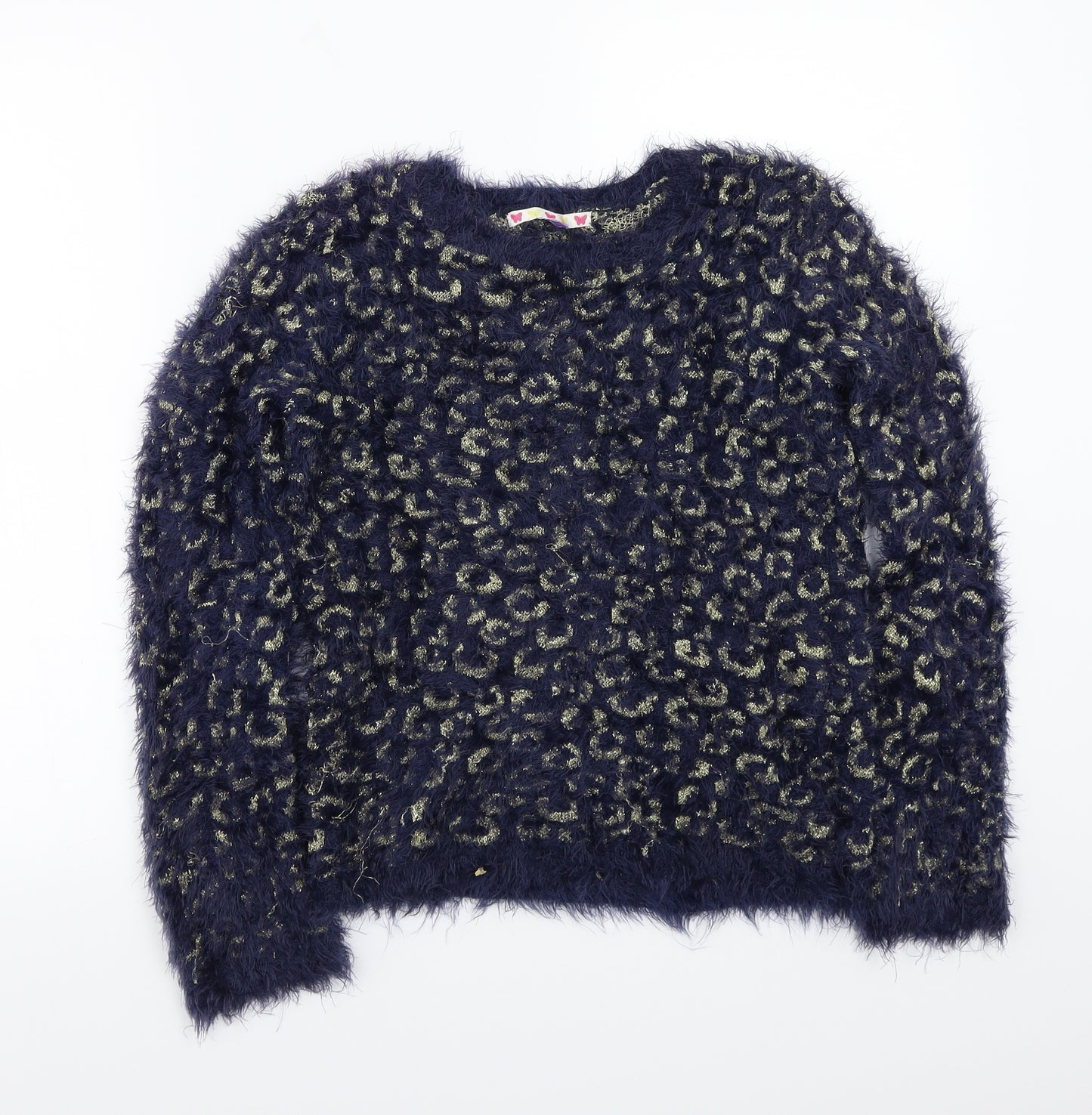 John Lewis Girls Blue Animal Print  Pullover Jumper Size 11 Years
