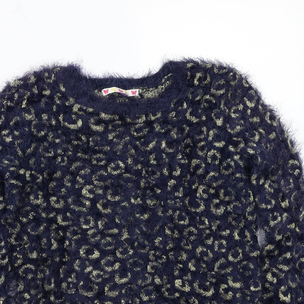 John Lewis Girls Blue Animal Print  Pullover Jumper Size 11 Years