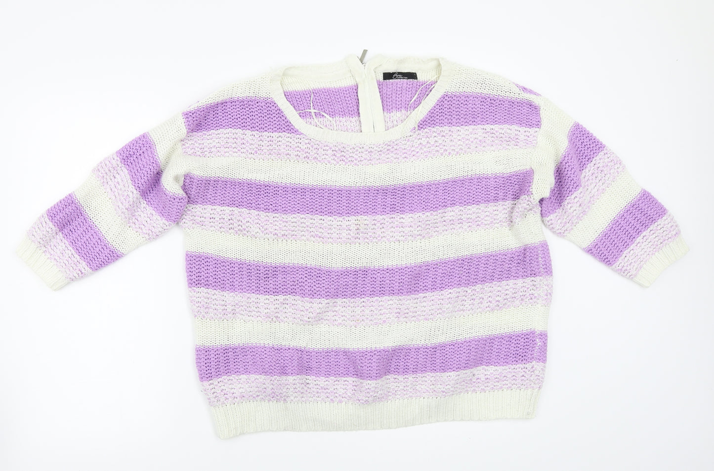 BM Womens Purple Striped  Pullover Jumper Size L