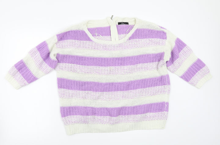 BM Womens Purple Striped Pullover Jumper Size L