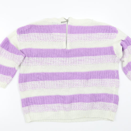 BM Womens Purple Striped  Pullover Jumper Size L