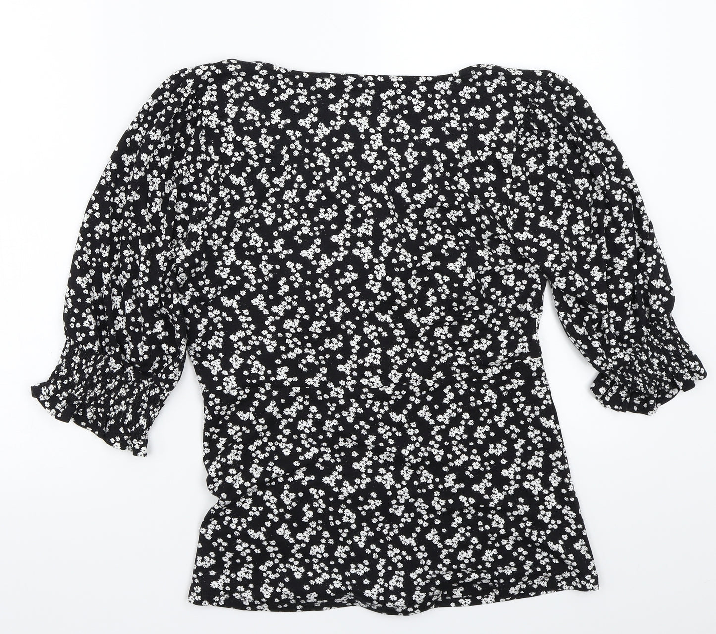 NEXT Womens Black Floral  Basic Button-Up Size 10