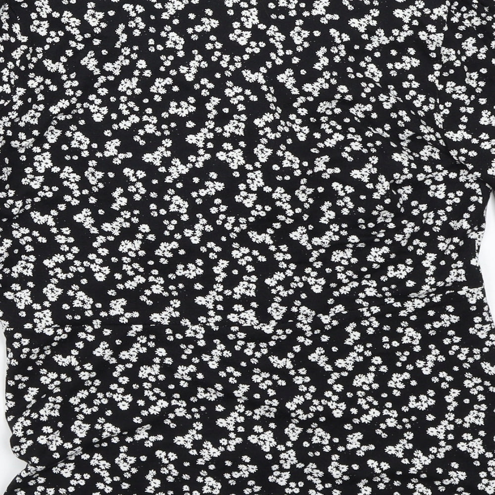 NEXT Womens Black Floral  Basic Button-Up Size 10
