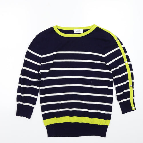 Wallis Womens Blue Striped  Pullover Jumper Size 12