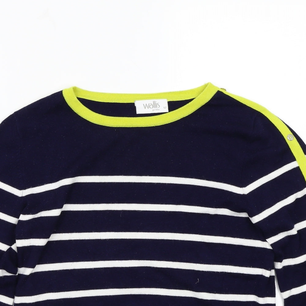 Wallis Womens Blue Striped  Pullover Jumper Size 12