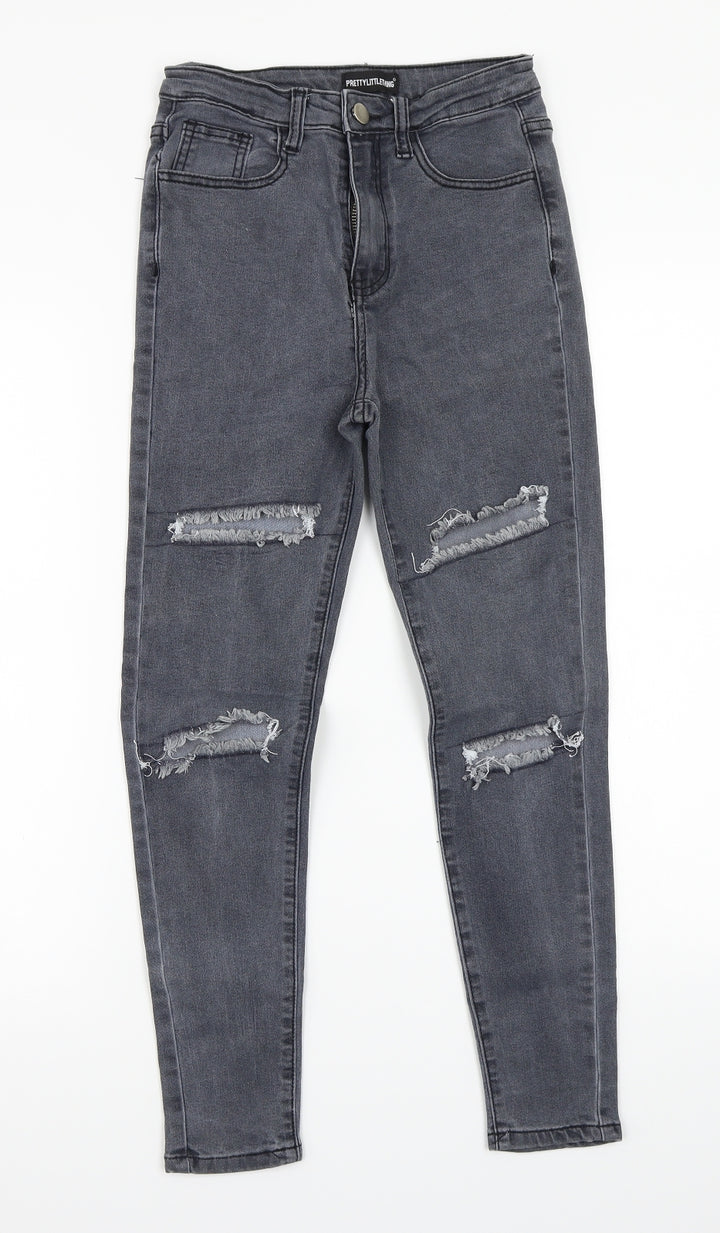 Pretty little thing Womens Grey   Skinny Jeans Size 6 L24 in