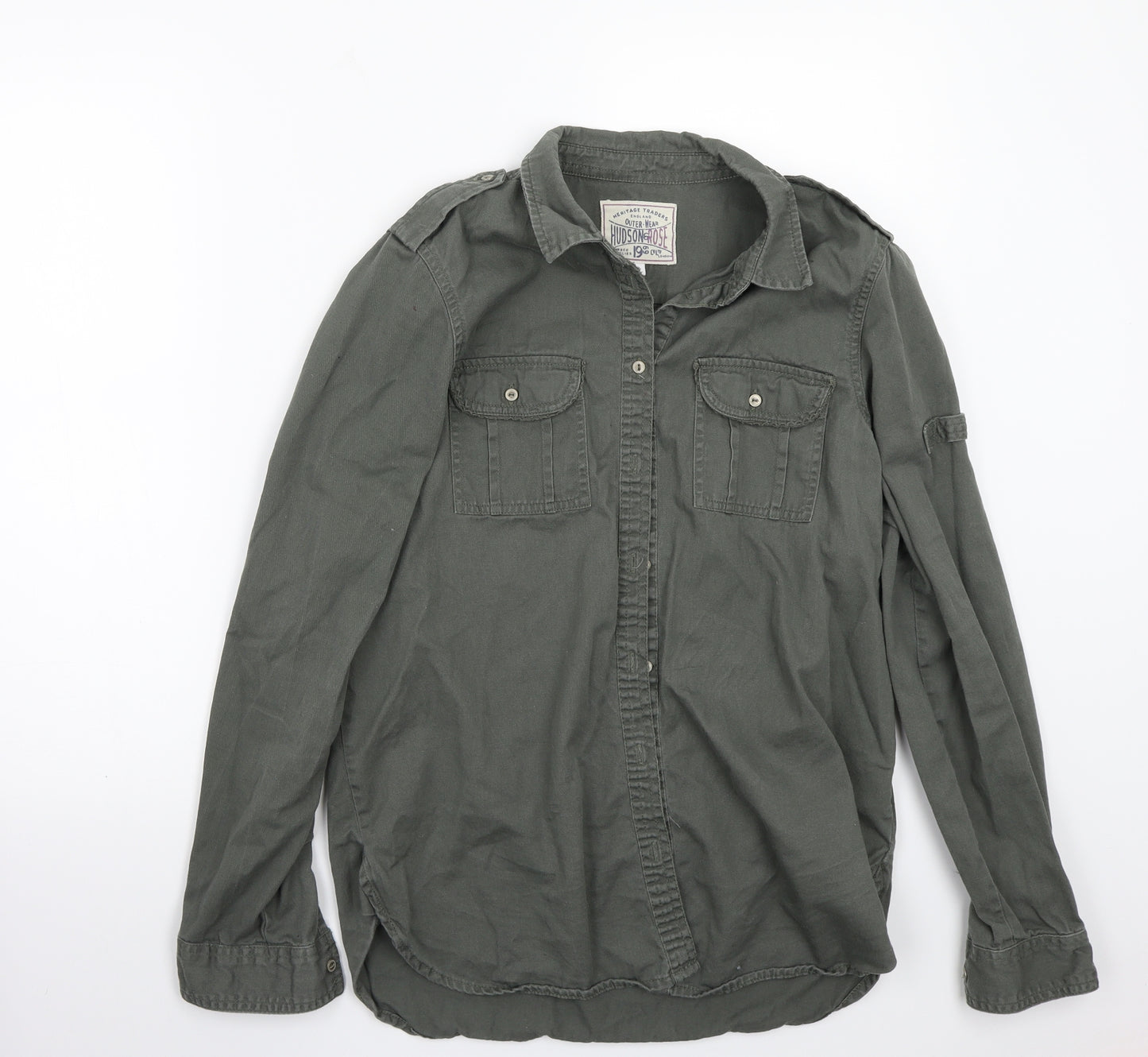 Hudson & Rose Womens Green  Rayon Basic Button-Up Size 12