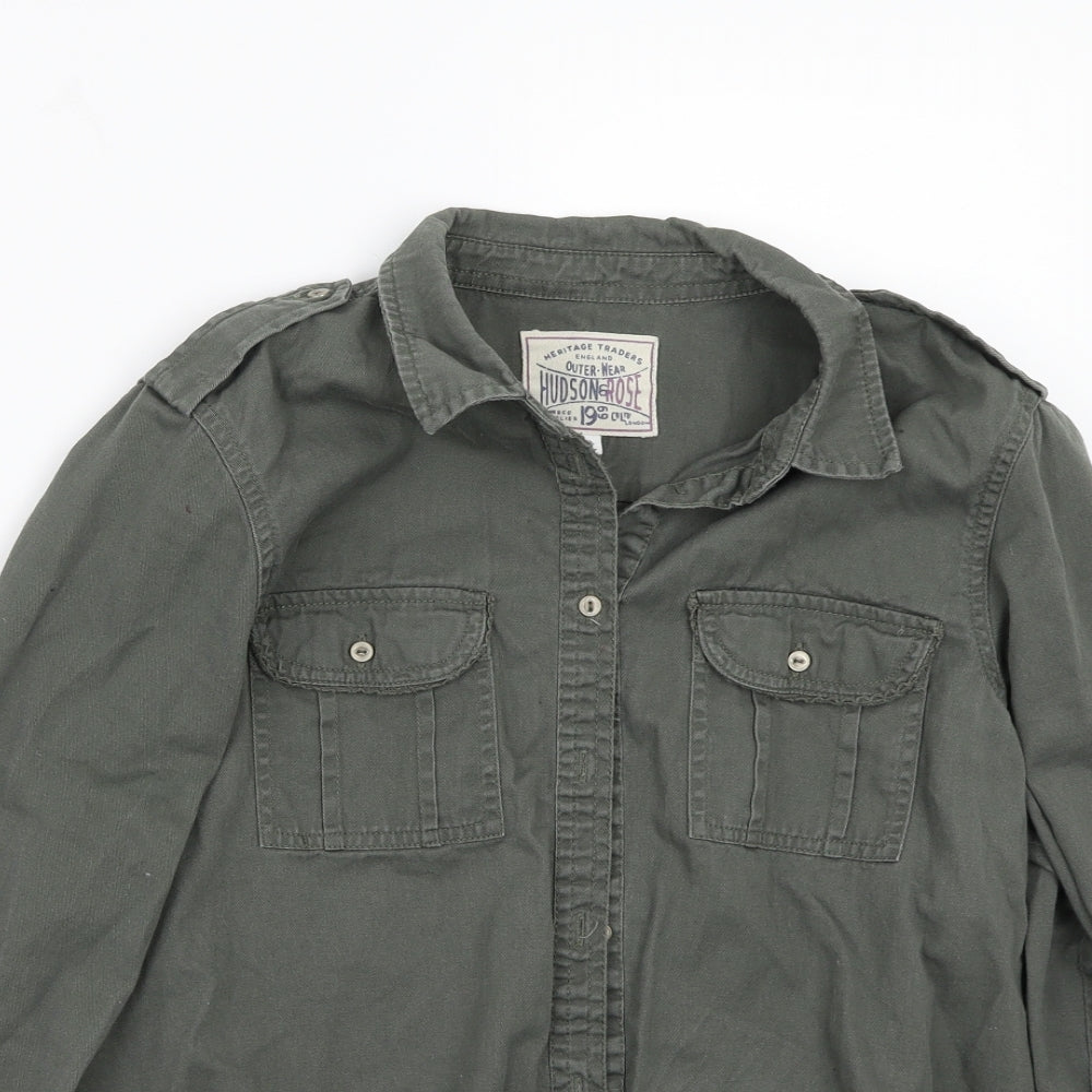 Hudson & Rose Womens Green  Rayon Basic Button-Up Size 12