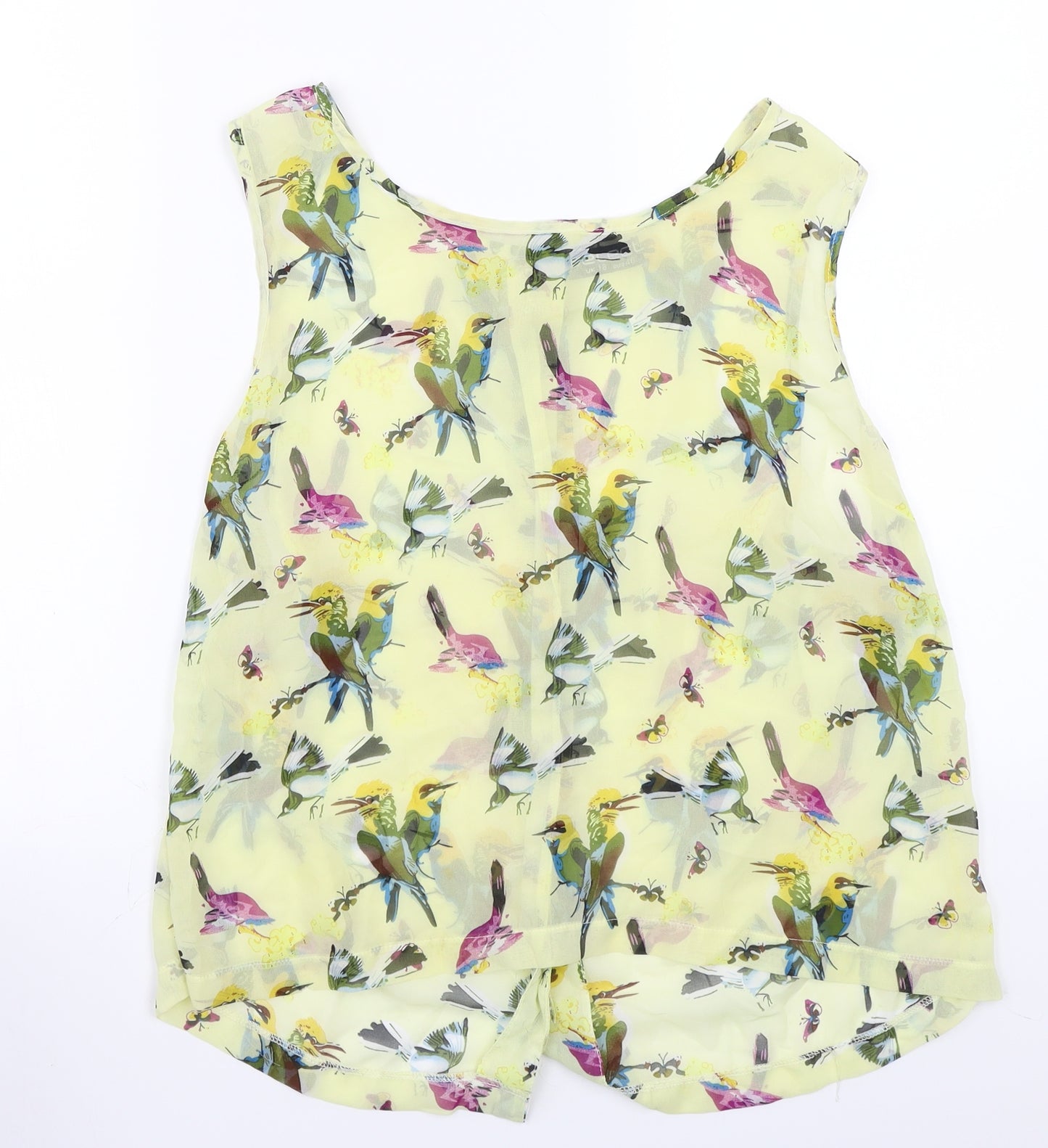 Select  Womens Yellow Floral  Basic Button-Up Size 8