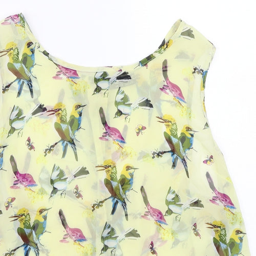 Select  Womens Yellow Floral  Basic Button-Up Size 8