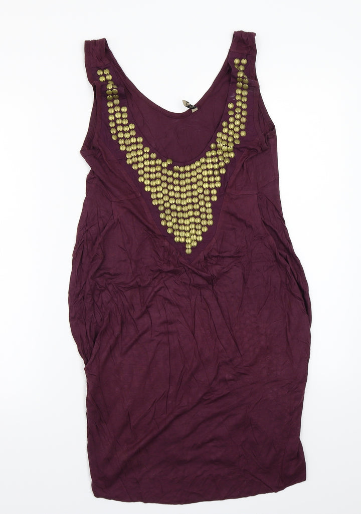 Topshop Womens Purple Rayon A-Line Size 10