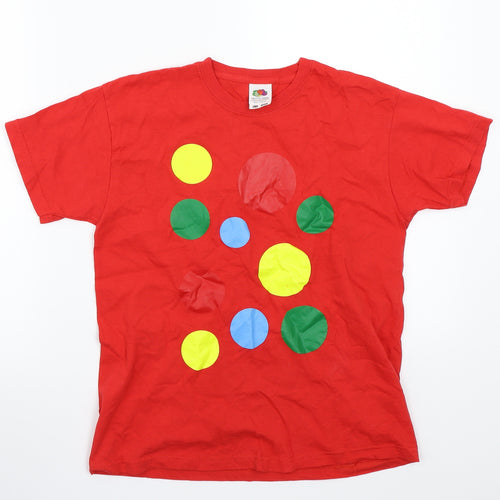 Fruit of the Loom Boys Red Polka Dot  Basic T-Shirt Size 10 Years