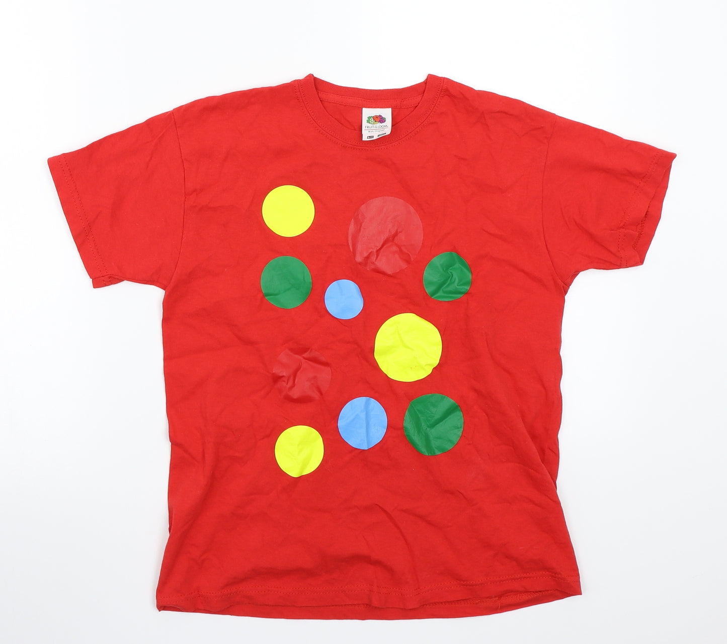 Fruit of the Loom Boys Red Polka Dot  Basic T-Shirt Size 10 Years