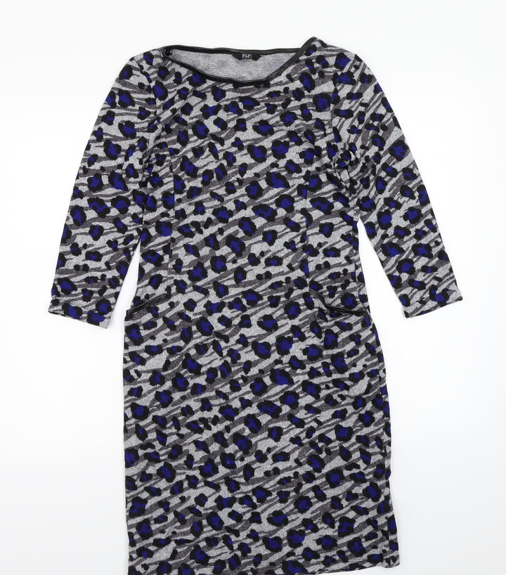 F&F Womens Grey Animal Print  A-Line  Size 8